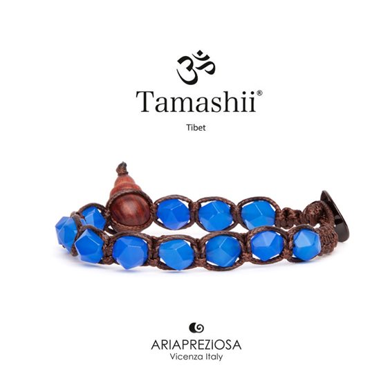 Tamashii Bracciale Unisex Classic - Cordino In Cotone Con Legno E Giada Rosa - Lunghezza Regolabile 16-23 Cm, Chiusura A Bottone, Cod. BHS900-198
